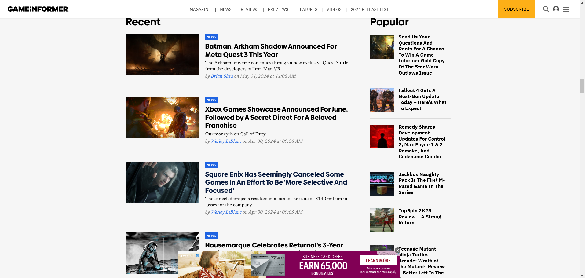 Game Informer Website